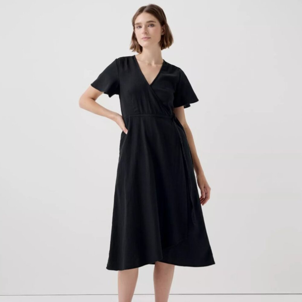 Pact Cafe Crepe Wrap Dress